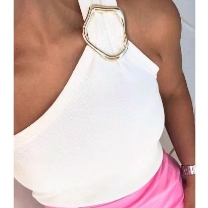 Regata Ribana Fivela Moda Feminina Modinha Tendência Blogueira alcinha básica verão