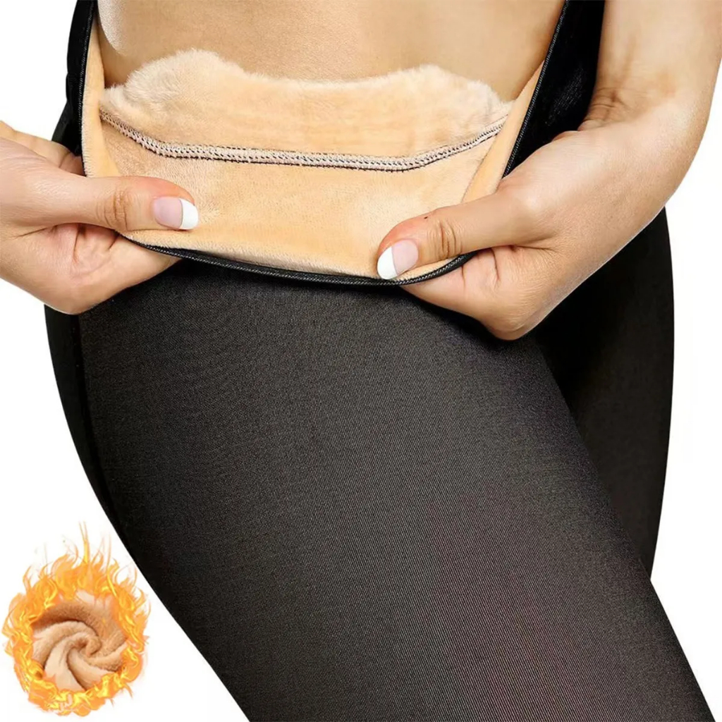 ROMANTIC CROWN Meia-Calça Feminina Térmica Translúcida Super Stretch Slim com Peluciada para Inverno