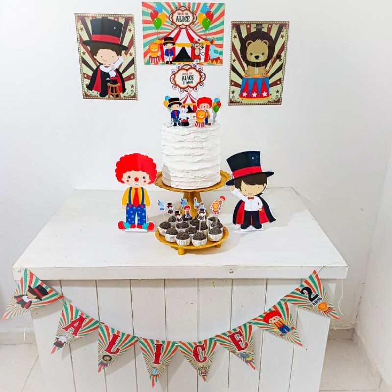 Kit Festa Circo menino vermelho Personalizado Só Um Bolinho Festa em Casa Aniversário Infantil adulto Mesversário