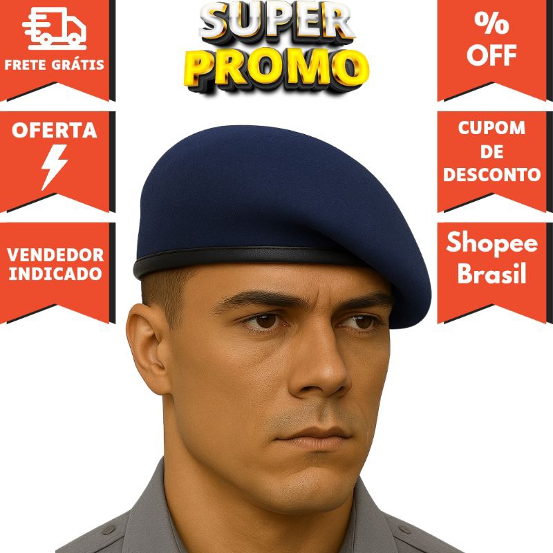 Boina Militar - Saint-Michel Francesa - Cor Azul Ferrete - Padrão GCM - Polícia Municipal