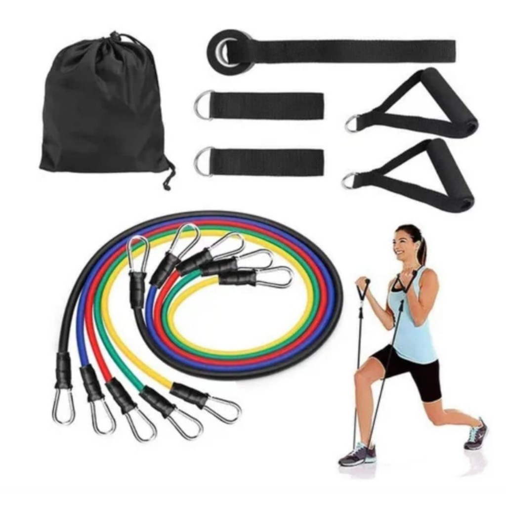 Kit 11 Peças Elástico Extensor Exercício Funcional Treinamento Pilates Academia Acessórios em Oferta na Shopee