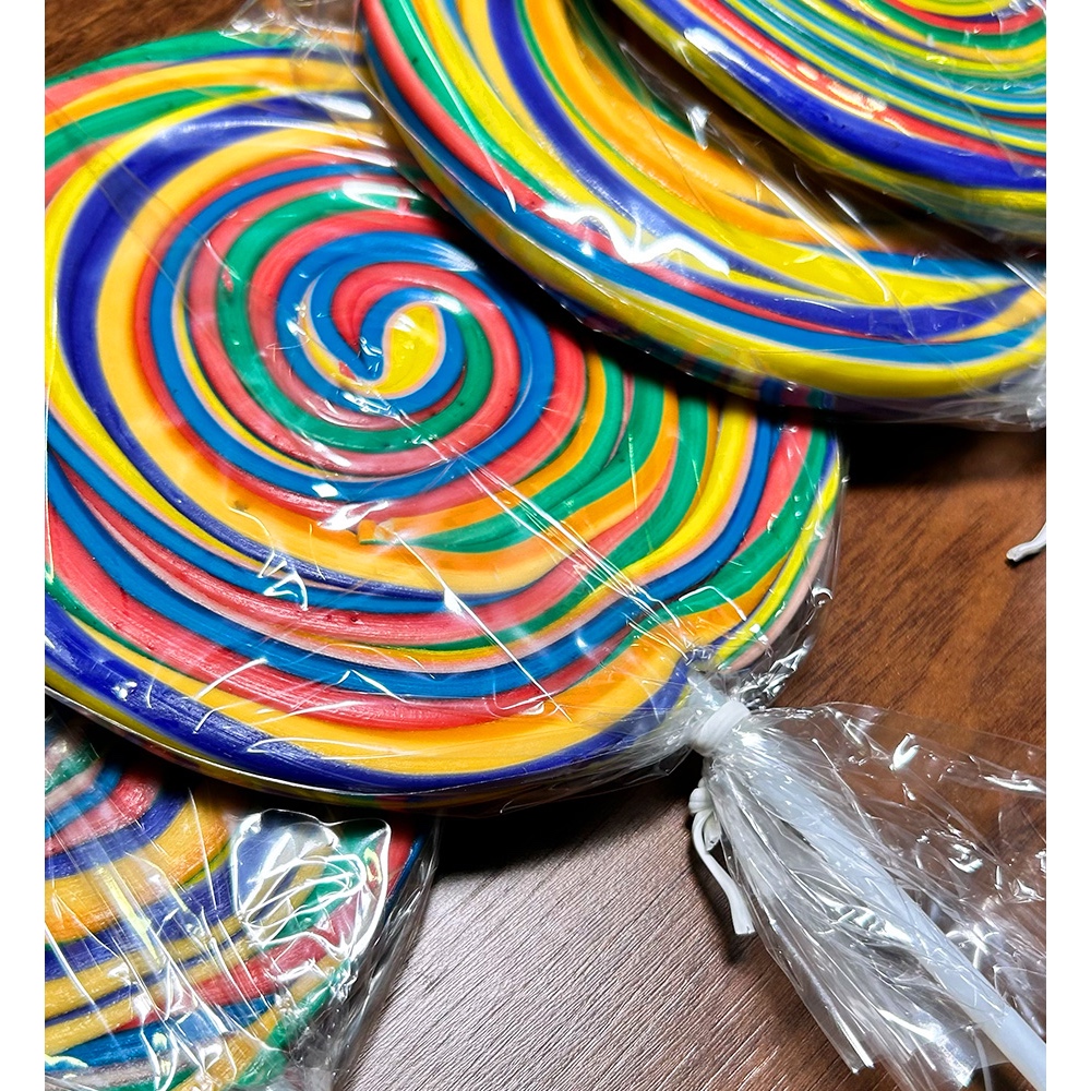 6 unidades Pirulito Gigante Colorido Psicodélico para Festa Chaves, Chiquinha, Kiko 16cm 150g