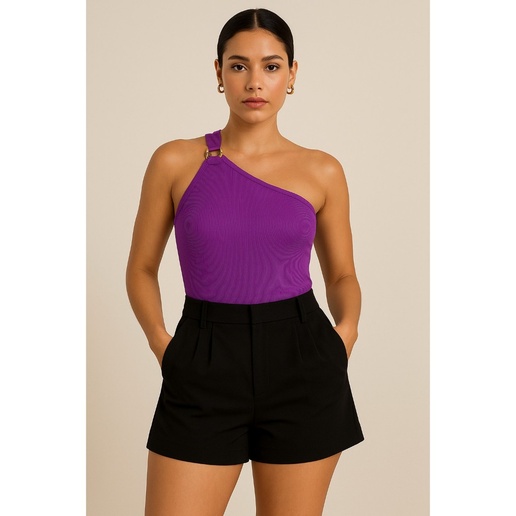 Blusa Regata Body Feminina Ombro Só Moderna Casual Barato Promoção Natal