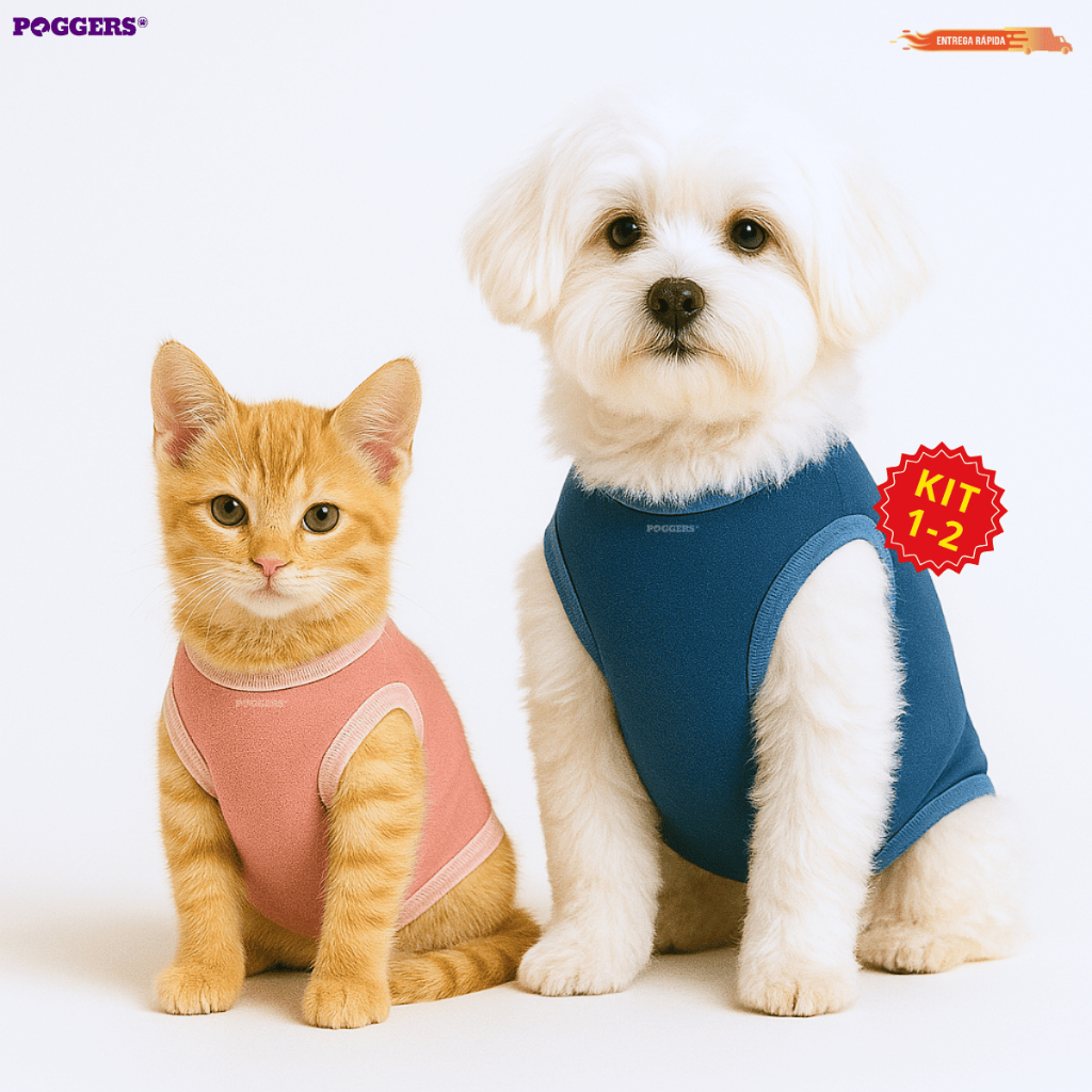 Roupa Pós Cirúrgica Cachorro Gato Zíper Castração Diversos Tamanhos Fêmea Macho