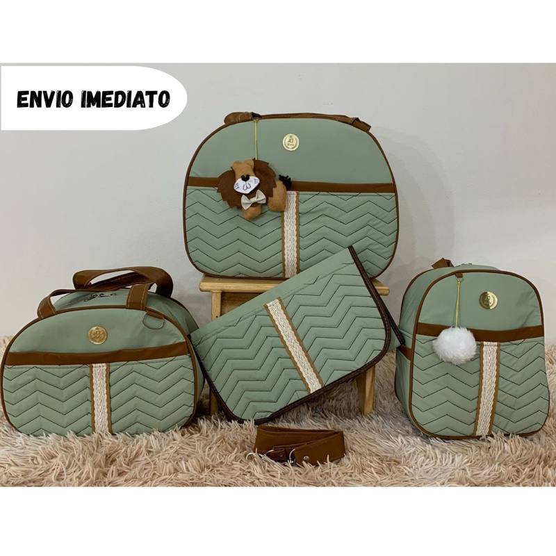 Kit Bolsa Maternidade 4 Peças | Térmica e Impermeável | Coleção Zig Zag
