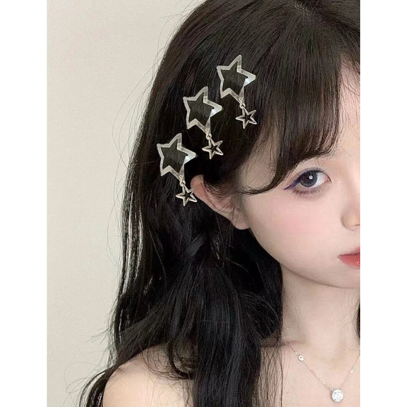 Kit 3 Presilhas de Estrela - prata com pingente de estrela kawaii Grunge Punk Estrelas Elegante em Oferta na Shopee