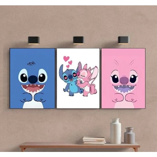 Quadro Decorativo Lilo e Stitch Casal Disney Personagens Animação Amor Diversão Alegre