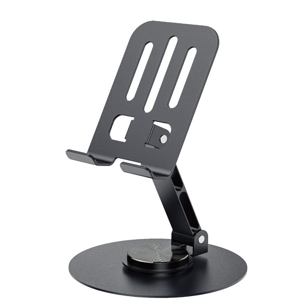 Suporte Alumínio de Mesa Base Rotatória Ajustável 360º Para Smartphones e Tablets - CJ-77