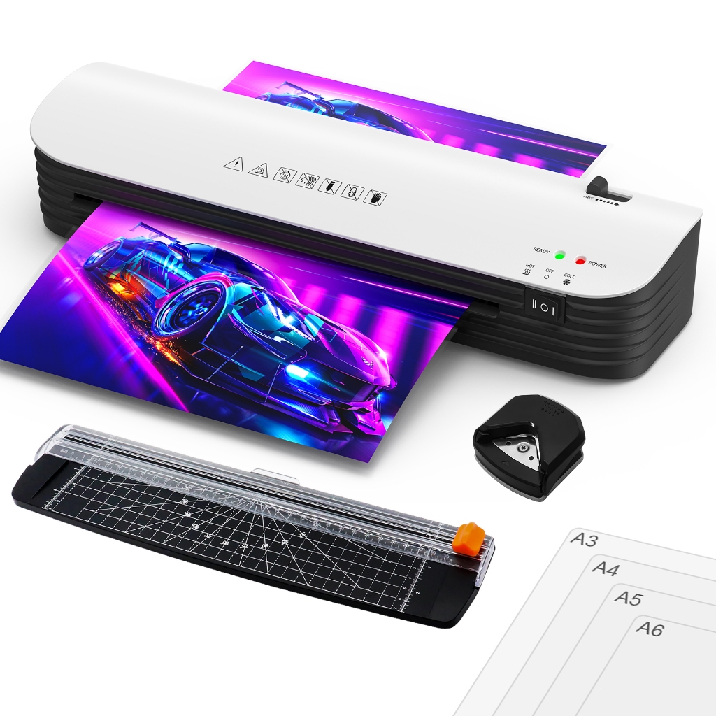 QFUN Plastificadora A4 E A3 Com 12 Bolsas De Laminação ,7 Em 1 Fria E Quente Laminadora, Velocidade De 340mm/60S em Oferta na Shopee