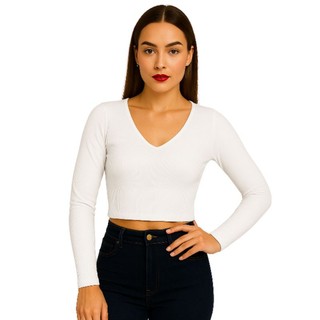 Blusa em V Feminina bonita e casual Ribana