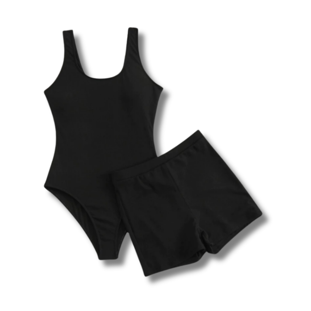 Maiô liso de uma peça para a praia de verão com shorts para Cobertura de Praia, Roupa de Banho