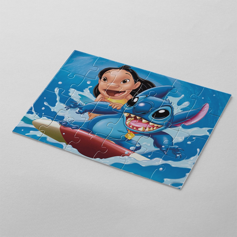 Quebra cabeça personalizado Lilo e Stitch | Ohana | Familia | Nany | Surfe | 24, 40 E 70 Peças |