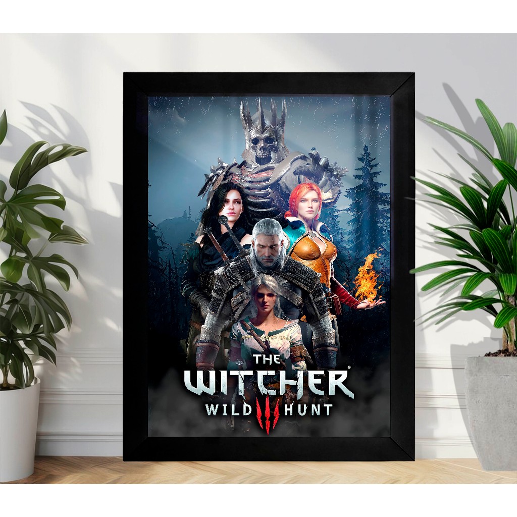 Quadro The Witcher 3 Wild Hunt A3 - com Acrílico Na Frente (Tamanho 45.5 X 33 Cm) Quadro Gamer