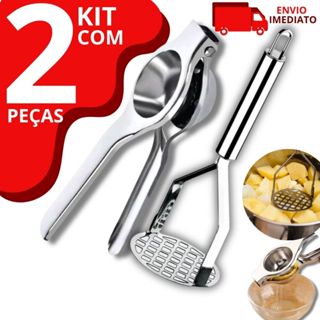 Kit 2 Peças Amassador de Batatas Espremedor de Limão em Aço Inox em Oferta na Shopee