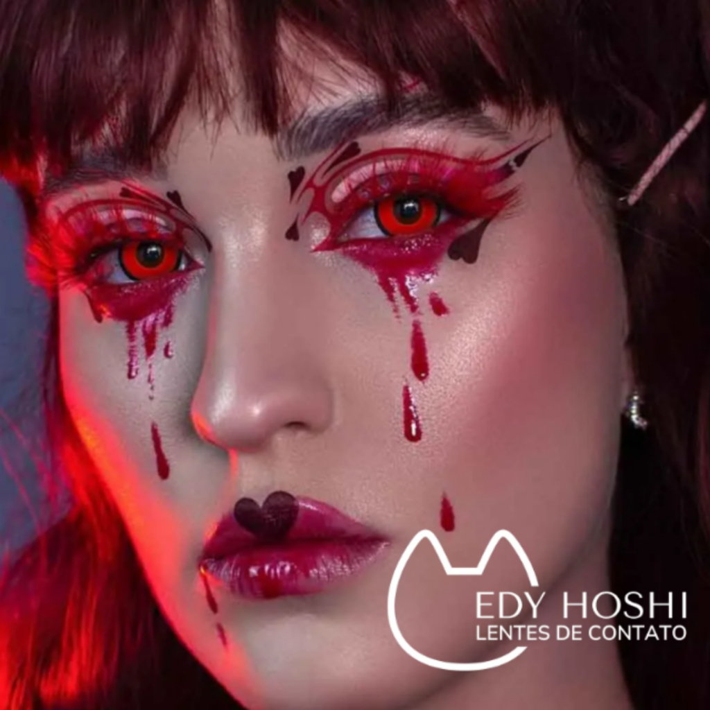 Lentes De Contato Edy Hoshi Color Splash Red Vampire Anual - 1 Par  - Cosplay - Fantasia - Halloween