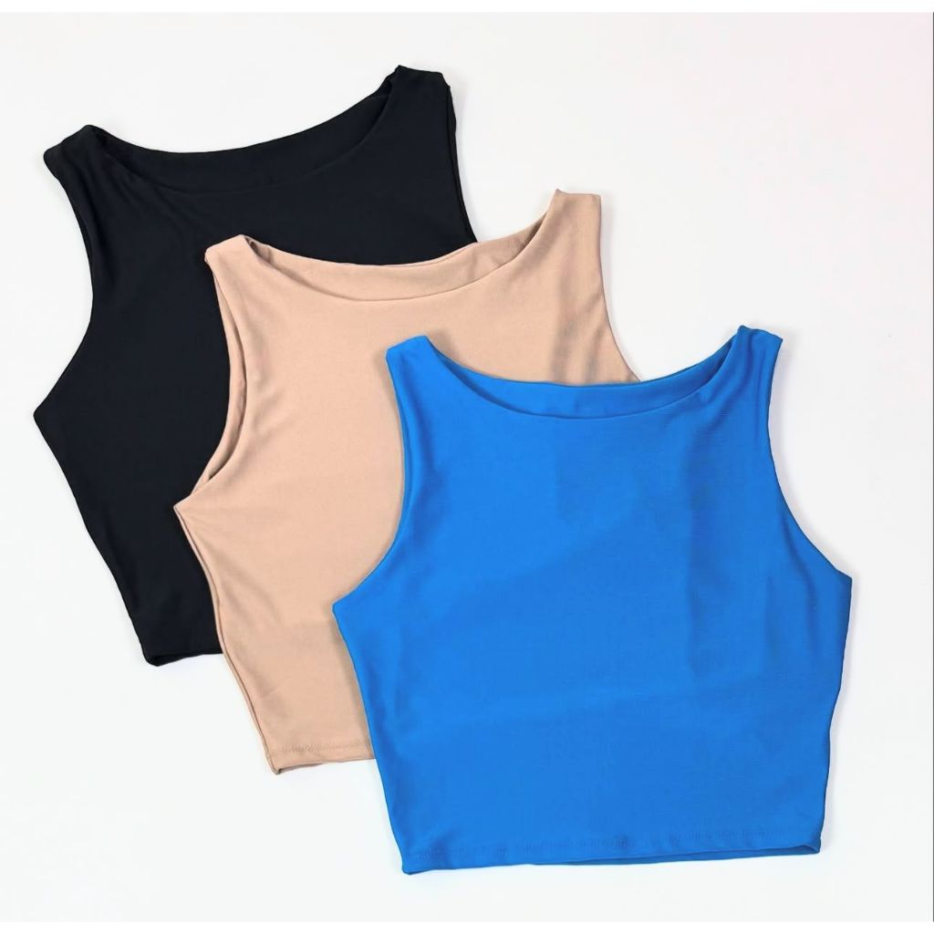 Cropped Feminino Top Liso Básico Regata Suplex Forro Duplo Tecido Premium Blusa Blusinha da Moda