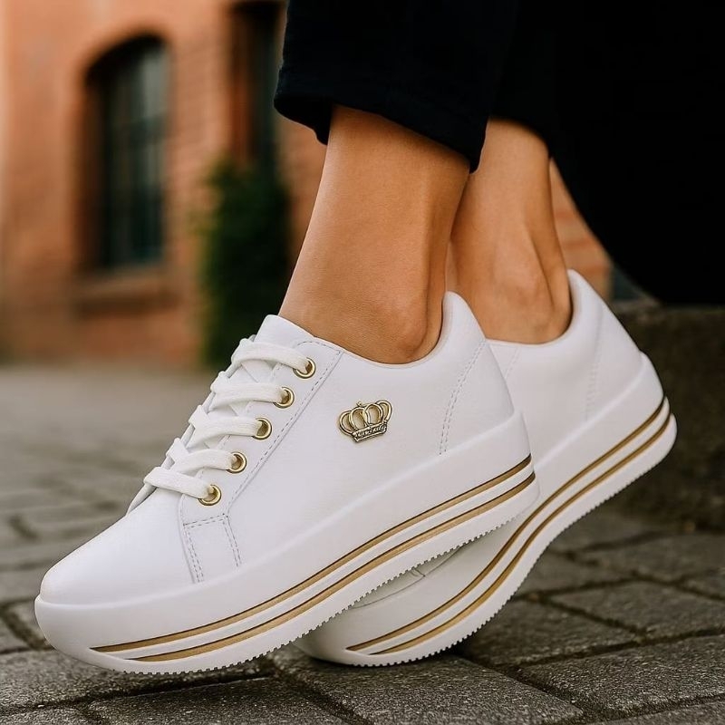 Tênis sola alta feminino lançamento mulher em promoçao coroa em Oferta na Shopee