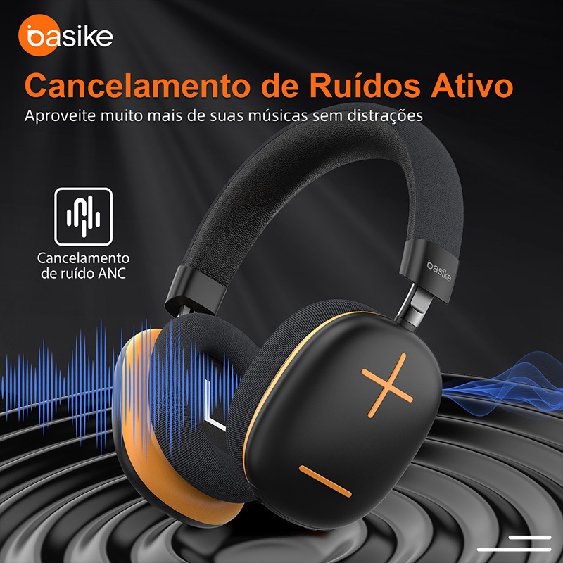 Basike headphone Bluetooth Estéreo Sem Fio 5.3 Hifi Dobrável Esporte Headset FON002 - detalhe