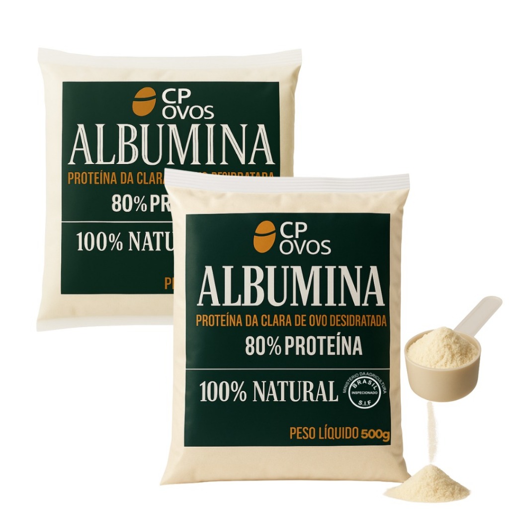 Albumina Pura CP Ovos 1kg – 80% Proteína Suplemento em Pó para Ganho de Massa Muscular e Recuperação