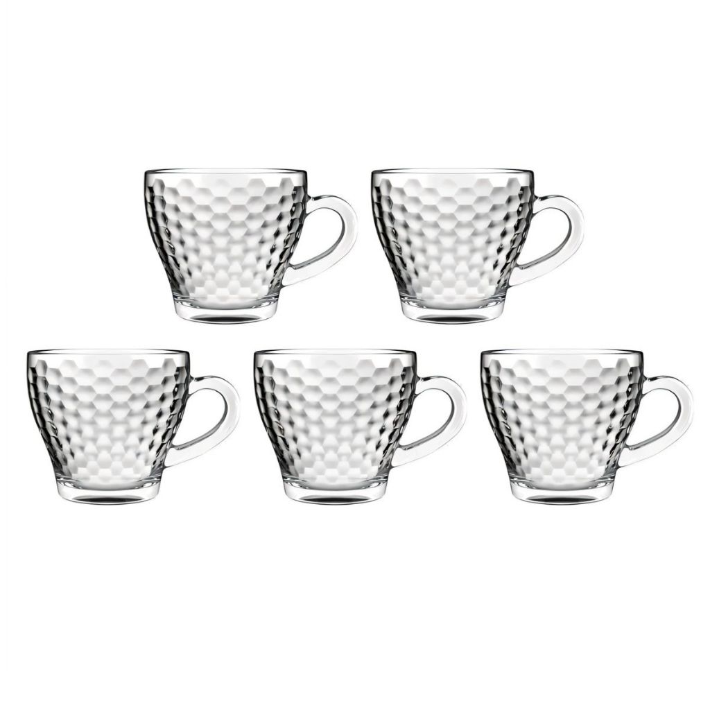 Jogo Xícaras De Vidro P/ Café 90 ML Morocco Diamante C/ 5PÇS- JFT