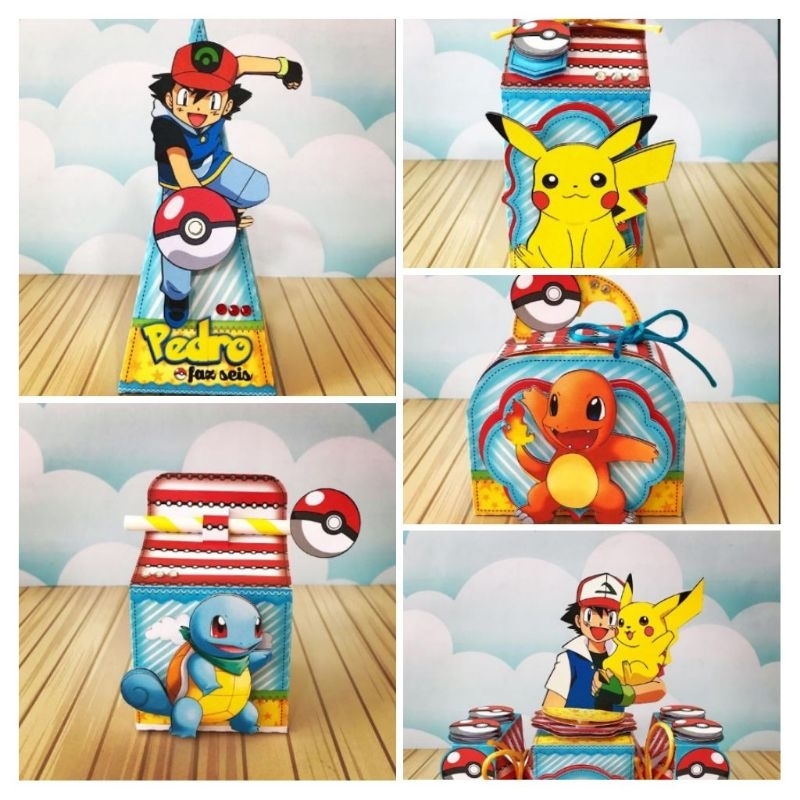 Kit com 10 a 30 caixinhas de Festa PEGUE E MONTE Personalizados POKÉMON | Lembrancinhas | Mimo |
