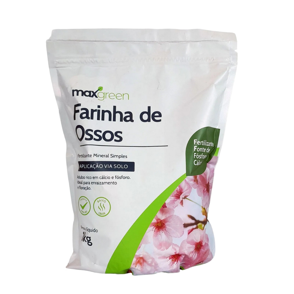 Farinha de osso para flores hortas hortaliças e jardim 1 Kg