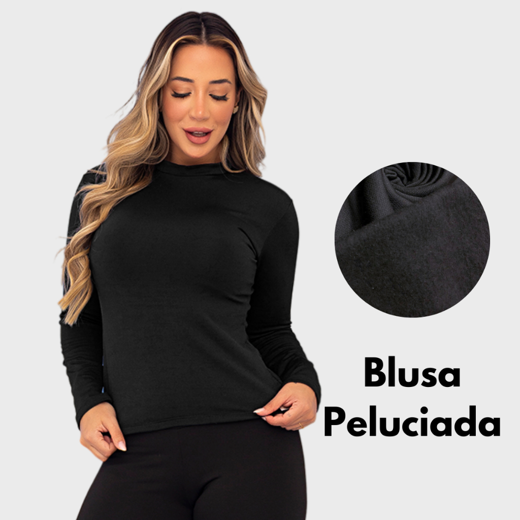 Blusa Térmica Frio Segunda Pele Manga Longa Peluciada Inverno Felpuda Flanelada Tarelles