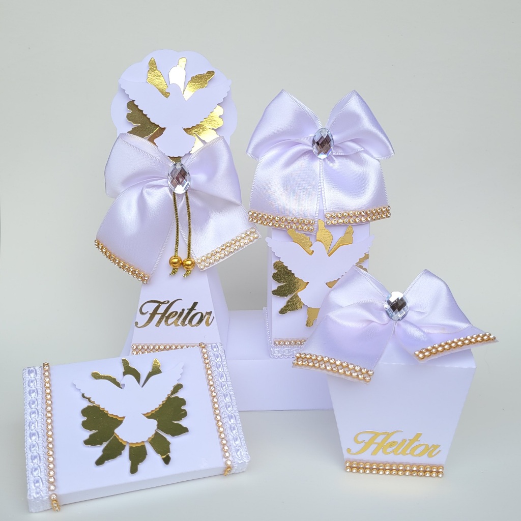 Kit Batizado Luxo - Lembrancinhas Batizado - caixinhas personalizadas - papelaria personalizada batizado