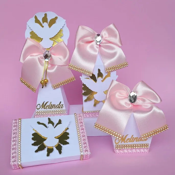Kit Batizado Luxo Menina - Lembrancinhas Batizado - caixinhas personalizadas - papelaria personalizada