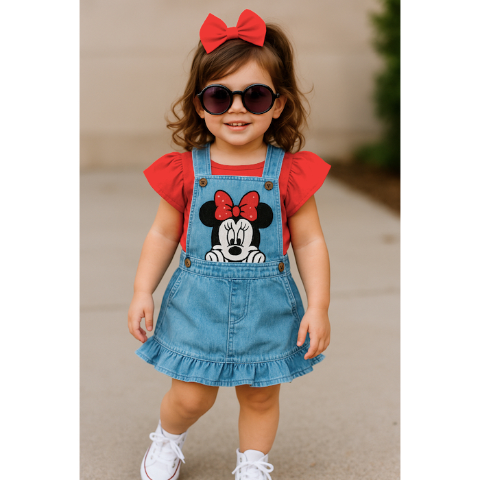 Jardineira Jeans Infantil Minnie Menina Bebê em Oferta na Shopee