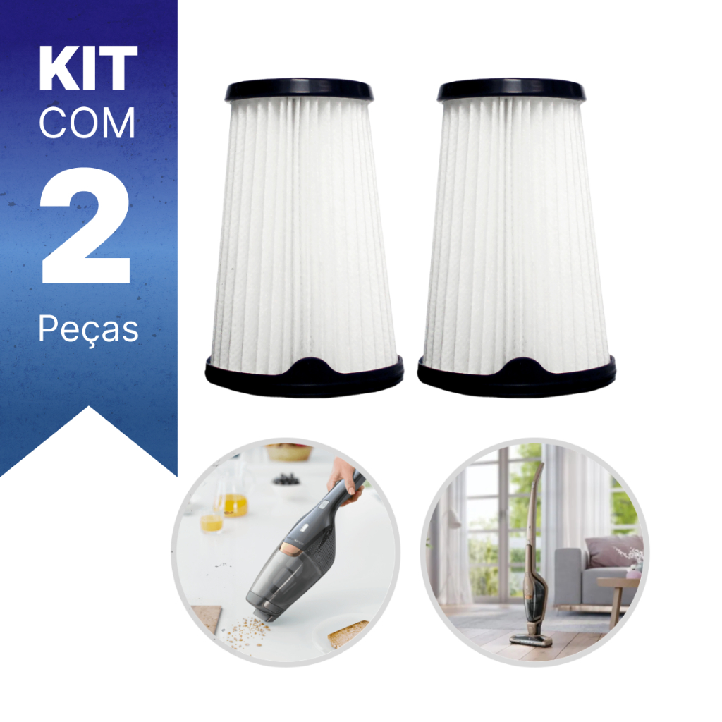 Kit 2 Filtros Hepa Aspirador de Pó Ergorápido Electrolux Erg23n Erg24n Erg25n Erg26 Erg27 Erg28
