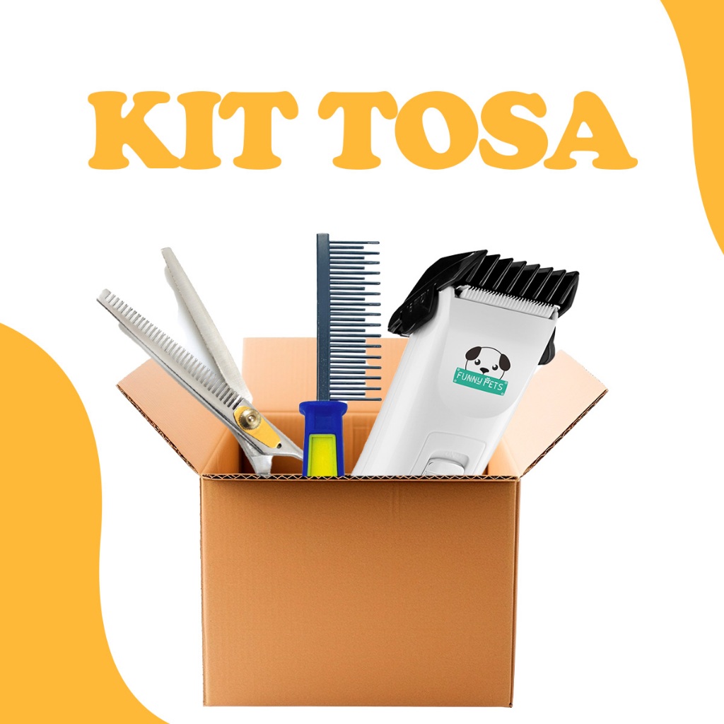 Kit Tosa Pet Cachorro Gato Maquininha Profissional Tesoura Dentada Pente 40 Dentes Para Pelos
