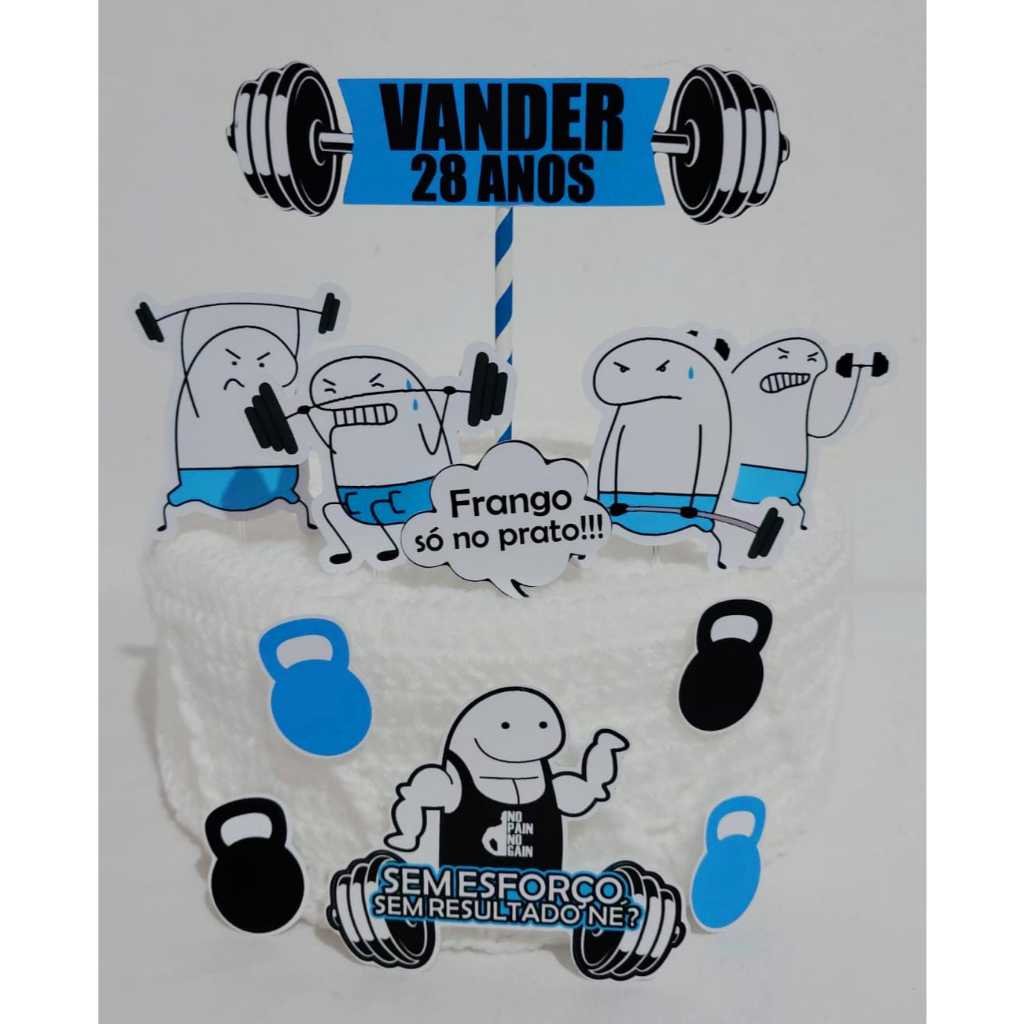 Topo Topper Decoração De Bolo Enfeite Flork Musculoso em Oferta na Shopee