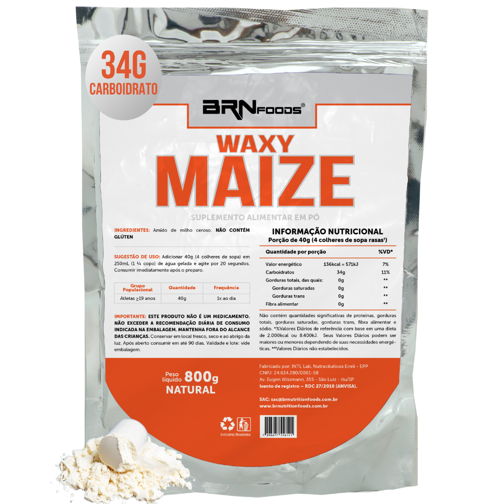 Waxy Maize 800g | Sabor Natural - BRN Foods em Oferta na Shopee