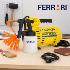Compressor De Ar Direto Mega Jet CMJ-210 Bivolt Ideal Para Pintura e Pulverização Leve - Ferrari