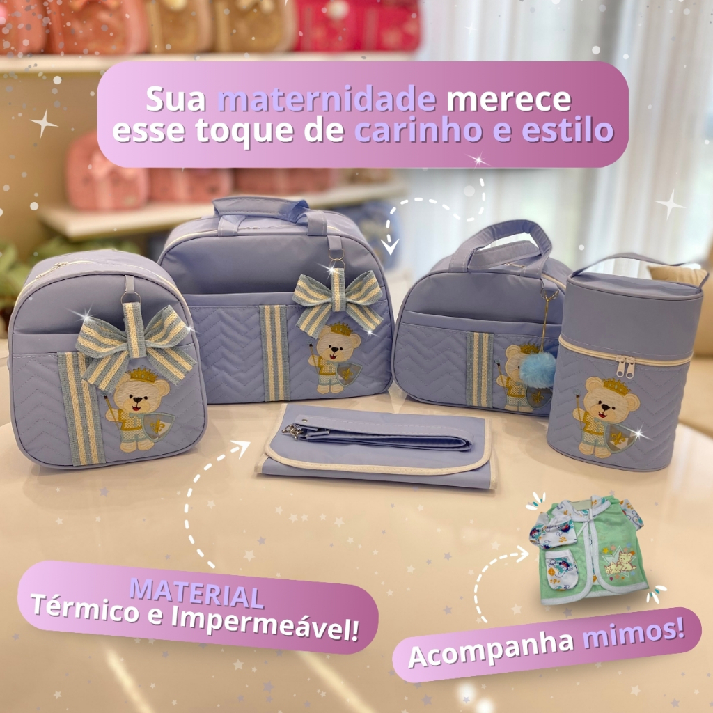 Kit Bolsa Mochila Maternidade Multiuso Completo com 5 peças para Bebês em Oferta na Shopee