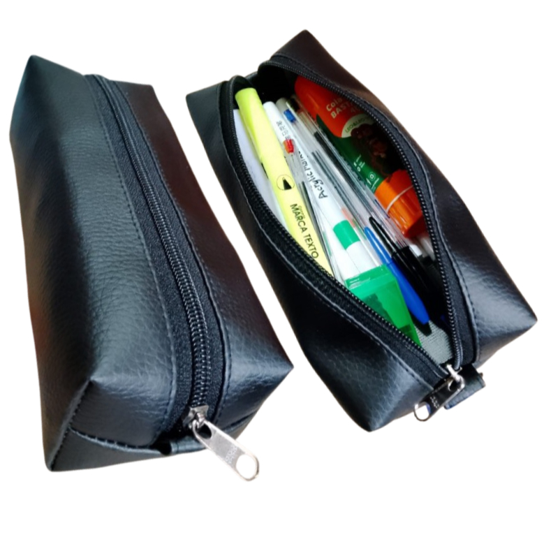 estojo escolar porta lapis em couro sintético bolsinha escolar