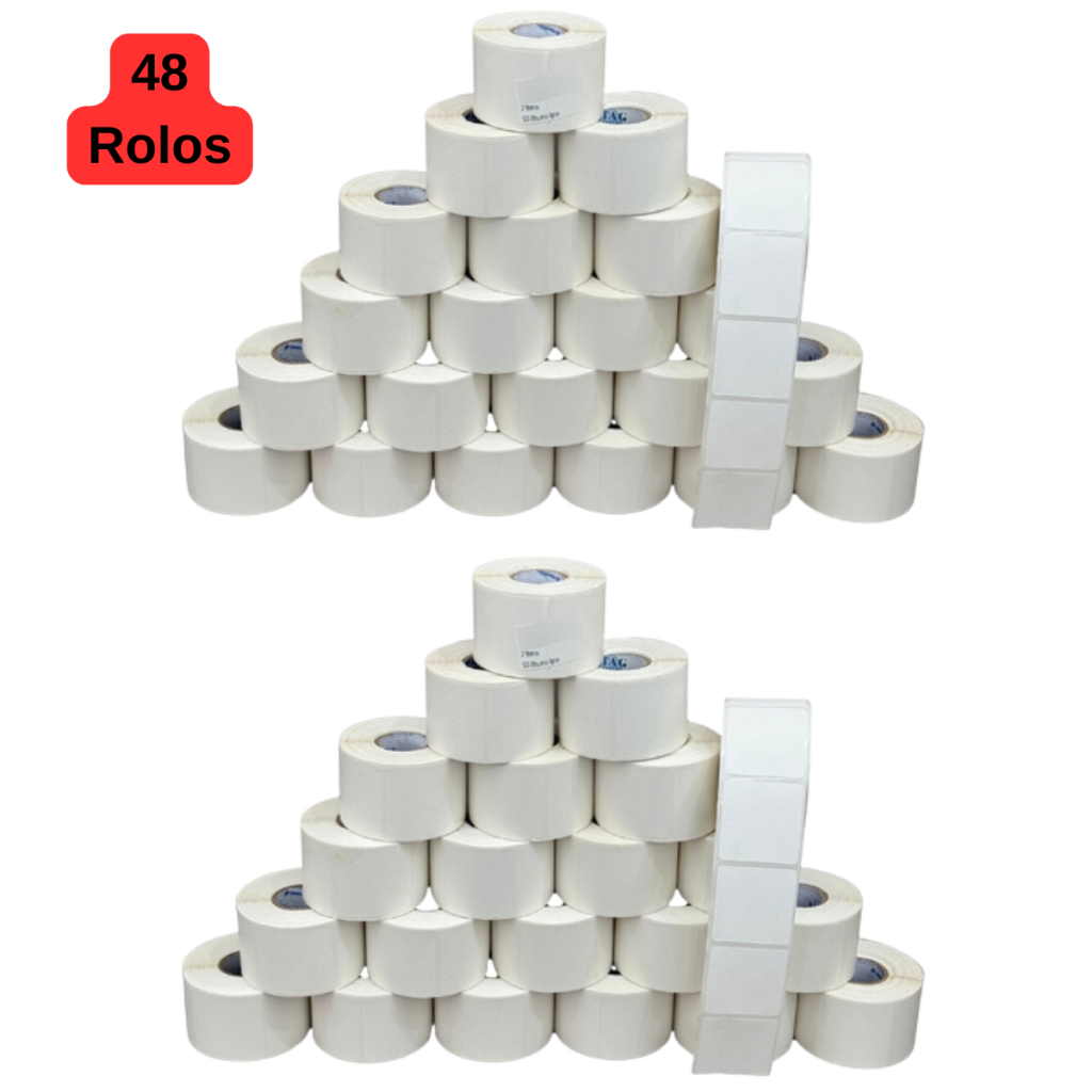 Etiqueta Balança Térmica 40x40mm Caixa 48 Rolos Toledo Elgin Filizola Urano Impressora Zebra Argox
