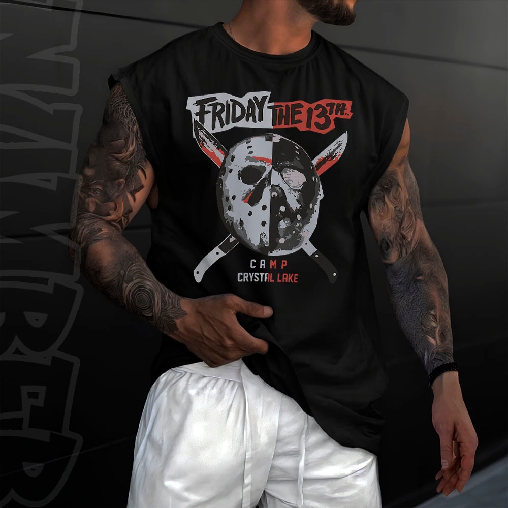 Camiseta regata machao oversized masculino sexta feira 13 jason serra elétrica streetwear em algodao unissex Longline