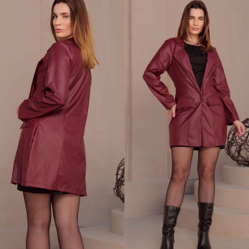 Sobretudo Feminino Alongado Courino Marsala no M - G Blazer Feminino