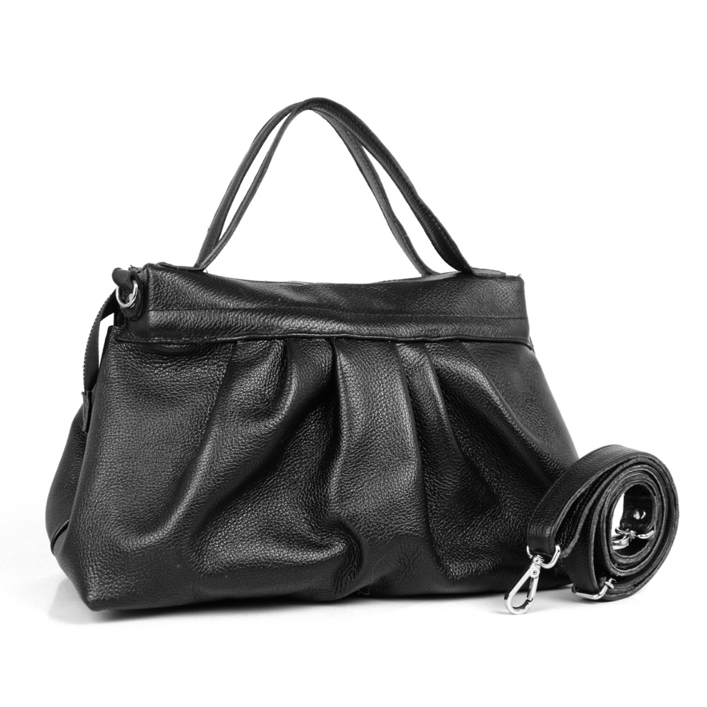 Bolsa Vanity Elegante De Couro Com Detalhe Drapeado Luxuosa