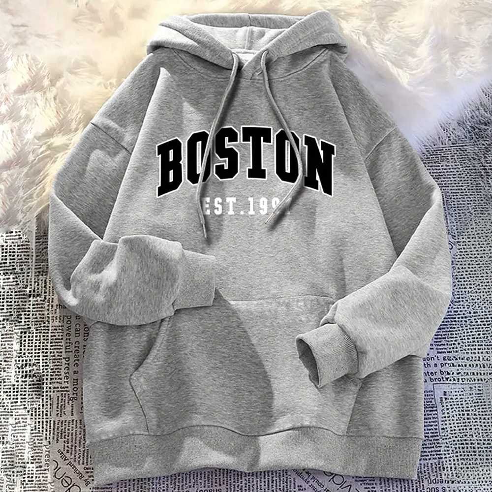 Blusa De Frio Moletom Canguru Algodão Com Capuz Boston Estilosa Moda Unissex