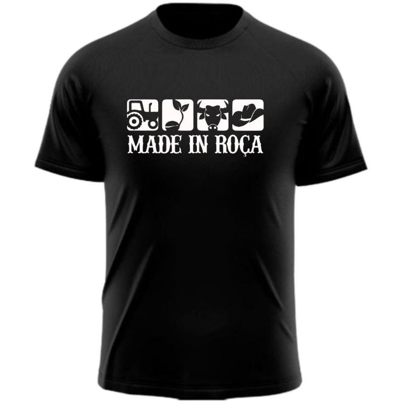 Camiseta Estampada Gola Redonda Unissex Country Sertanejo Made in Roça