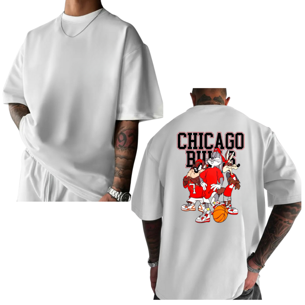 Camiseta Oversized Camisa Bulls Time Basquete Confortavel Estilosa Streetwear Moda Premium 100% Algodão