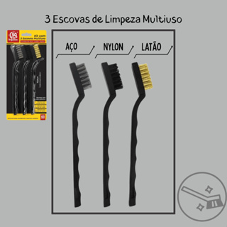 Kit Limpeza Pesada 3 Escovas Com Cerdas Aço em Oferta na Shopee