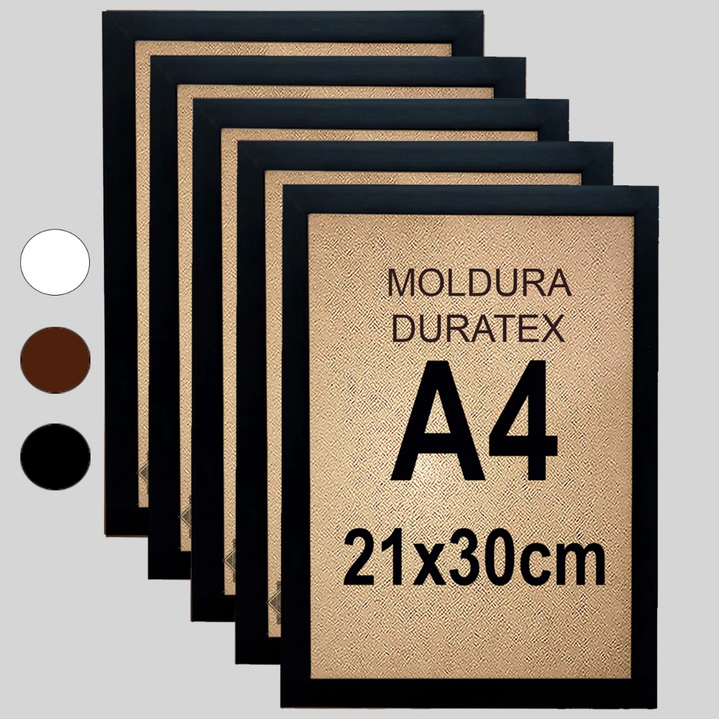 Kit 5 unidades Moldura Quadro com Duratex A4  21x30 cm sem Vidro e sem Acetato em Oferta na Shopee