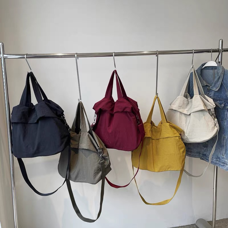（7773)Bolsa de nylon de cor sólida, bolsa mensageiro multifuncional