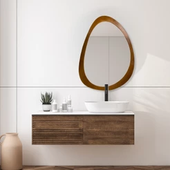Espelho Orgânico 65x50cm Grande Com Pendurador Embutido Para Parede Lavabo Quarto Hall