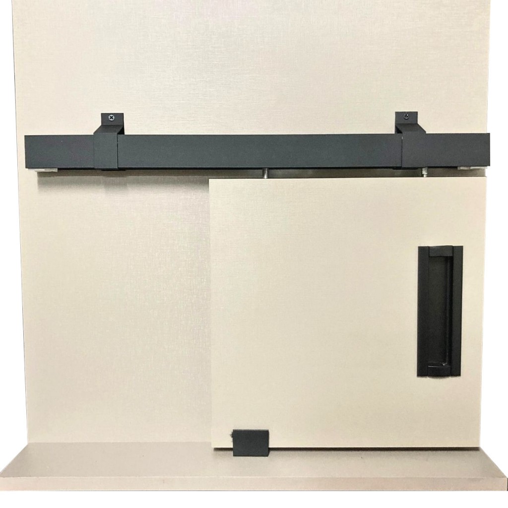 Kit Trilho Porta Correr De Até 100cm Trilho 2mt Bipartido Preto
