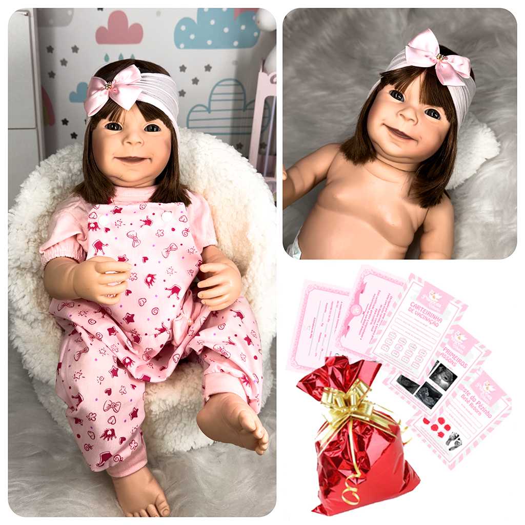 Boneca Bebê Reborn Silicone Bebe Barata Realista 100% Silicone + itens